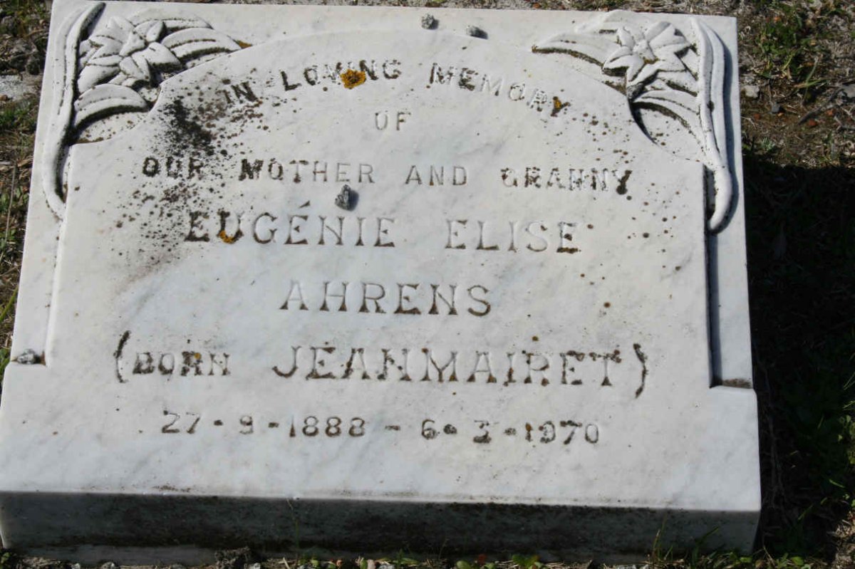 AHRENS Eugénie Elise nee JEANMAIRET 1888-1970