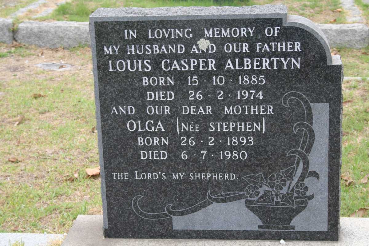 ALBERTYN Louis Casper 1885-1974 &amp; Olga STEPHEN 1893-1980