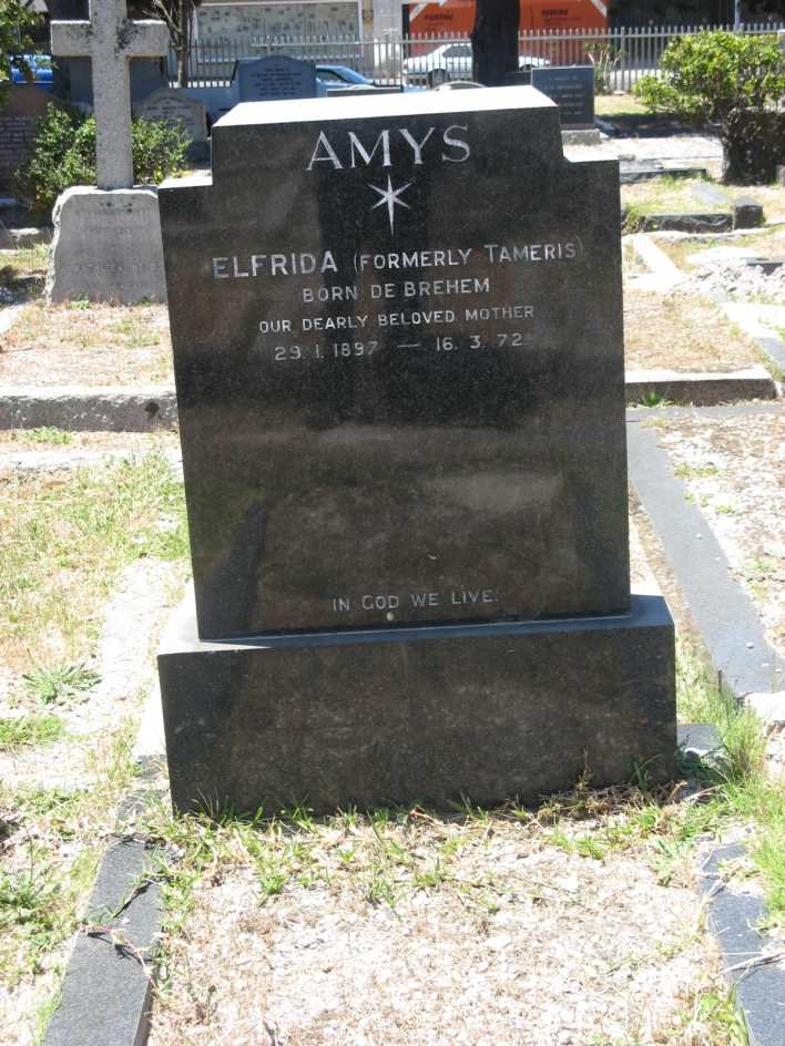AMYS Elfrida formerly TAMERIS nee DE BREHEM 1897-1972