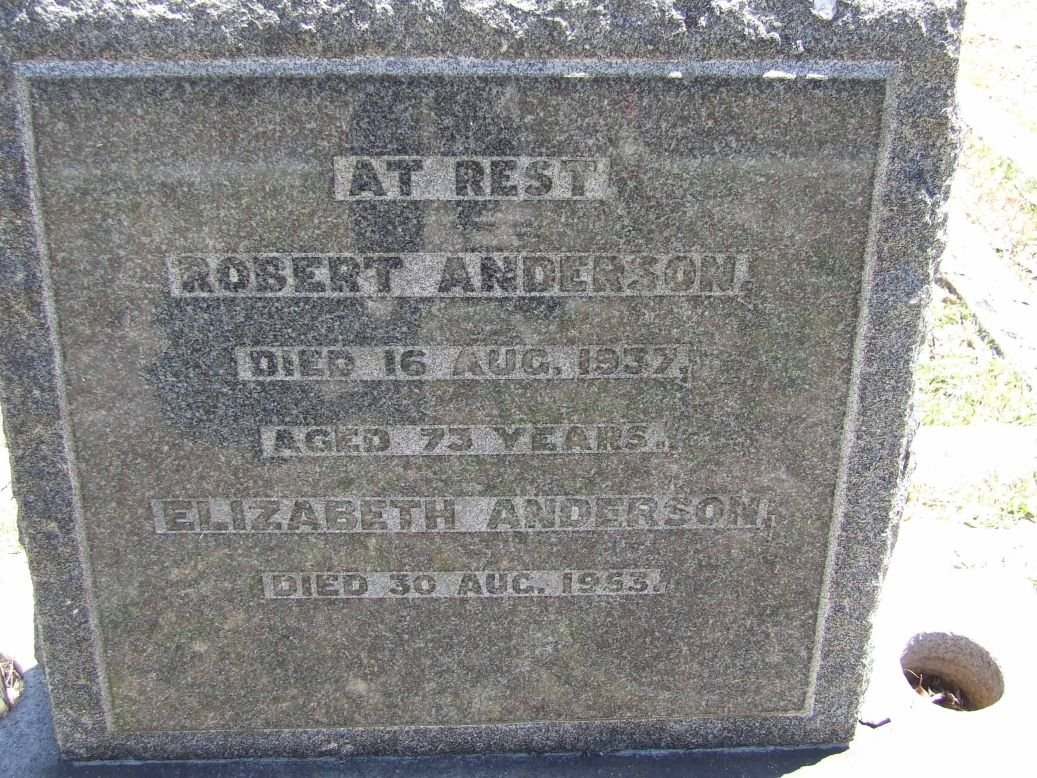 ANDERSON Robert -1937 &amp; Elizabeth -1953