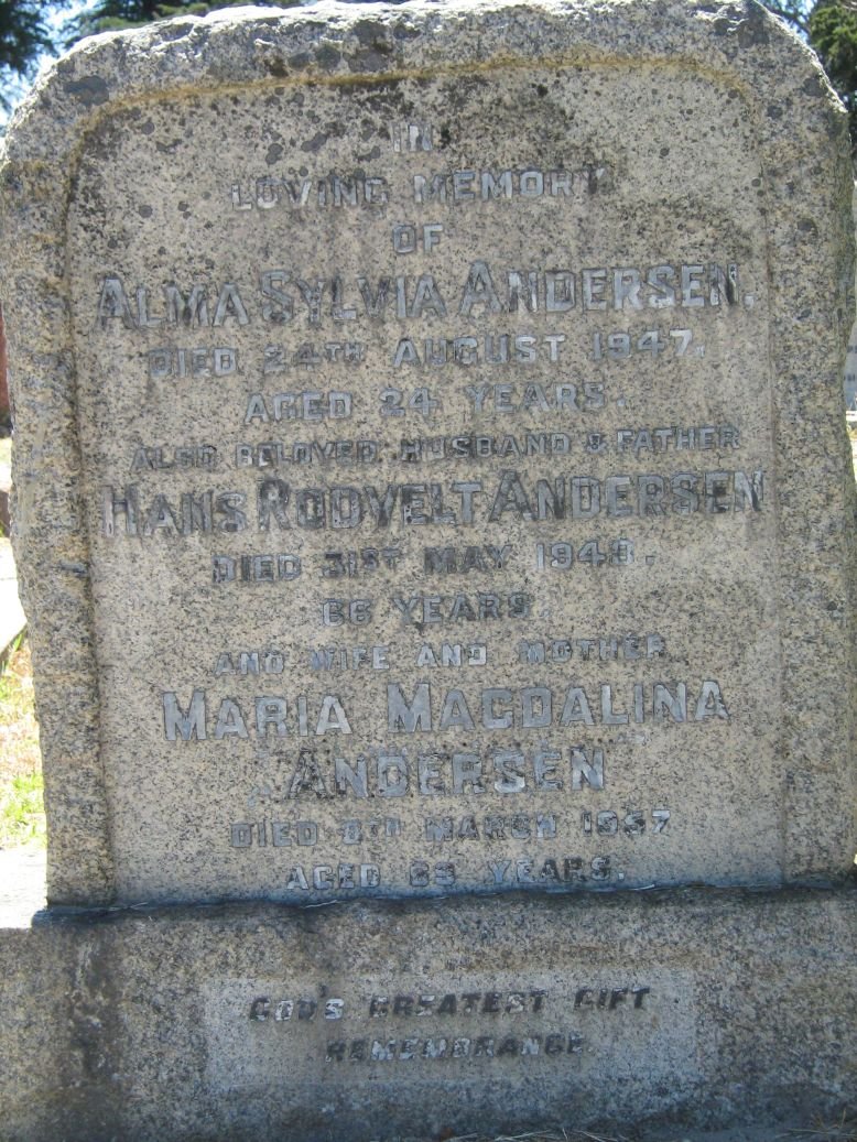 ANDERSEN Hans Rodvelt -1948 &amp; Maria Magdalena -1957 :: ANDERSEN Alma Sylivia -1947