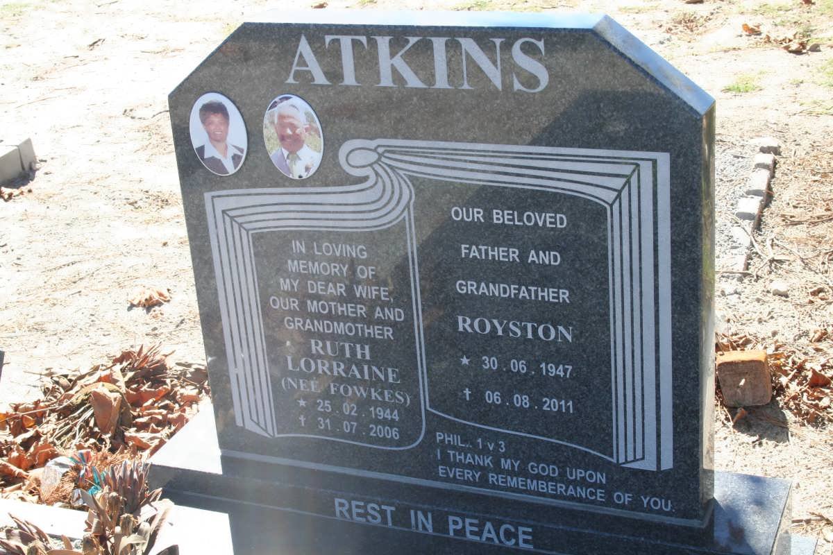 ATKINS Royston 1947-2011 &amp; Ruth Lorraine FOWKES 1944-2006