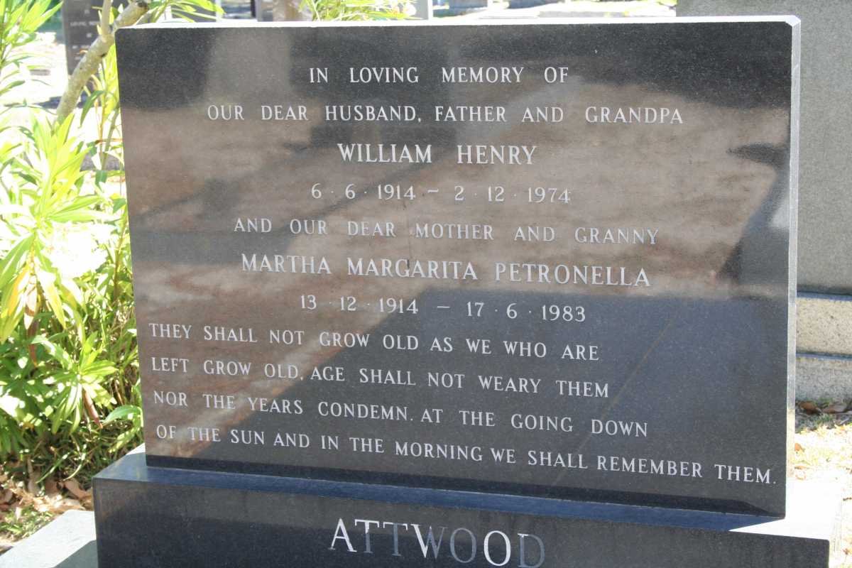 ATTWOOD William Henry 1914-1974 &amp; Martha Margaritha Petronella 1914-1983