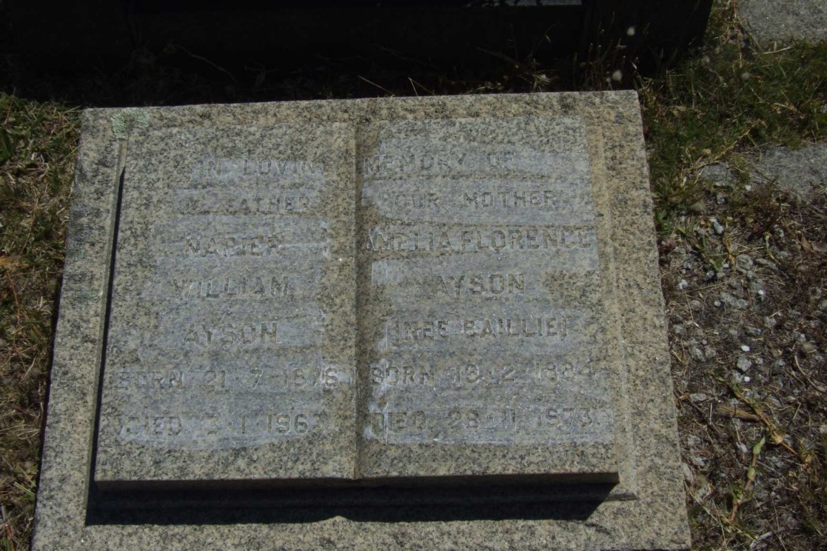 AYSON Napier Willam 1876-1963 &amp; Amelia Florence BAILLIE 1884-1973