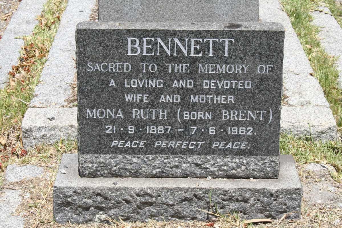 BENNETT Mona Ruth nee BRENT 1887-1962