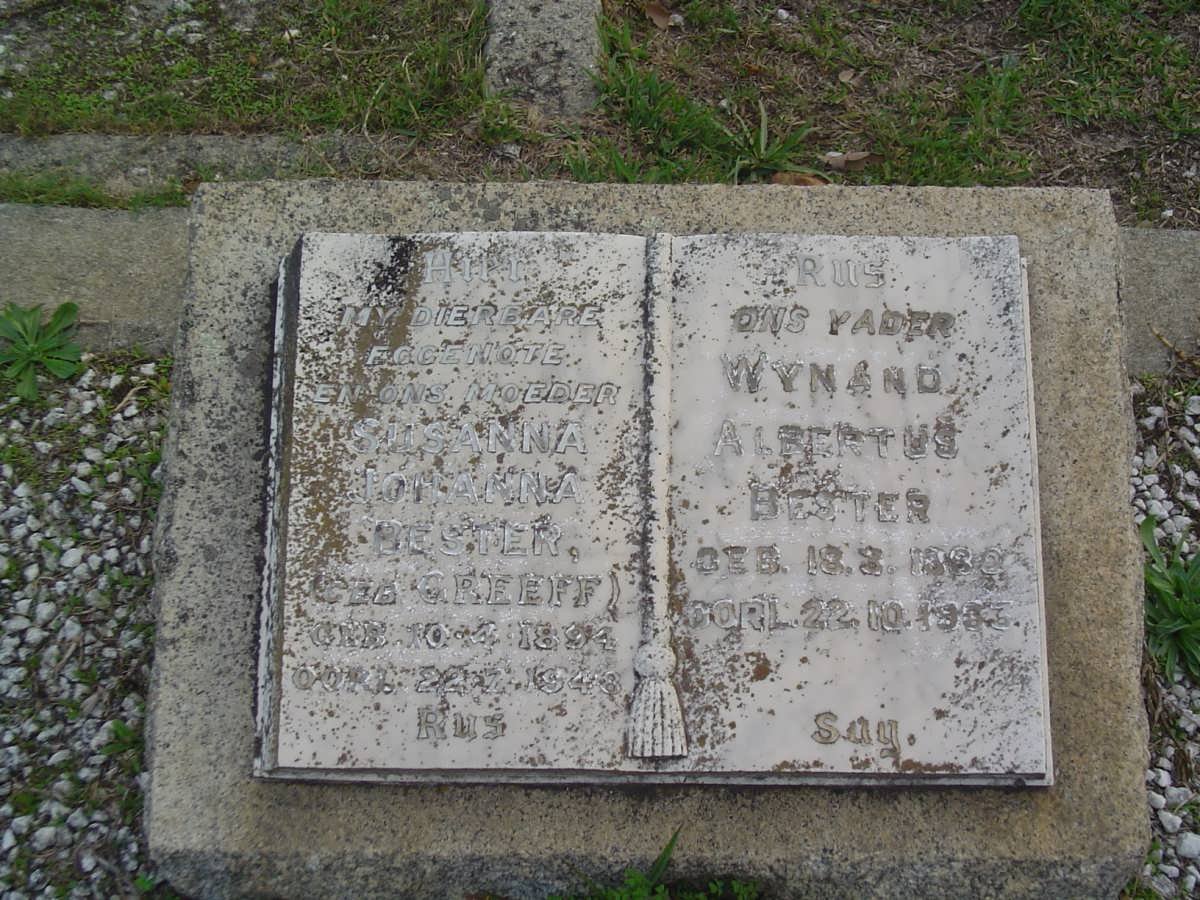BESTER Wynand Albertus 1880-1963 &amp; Susanna Johanna GREEFF 1894-1948