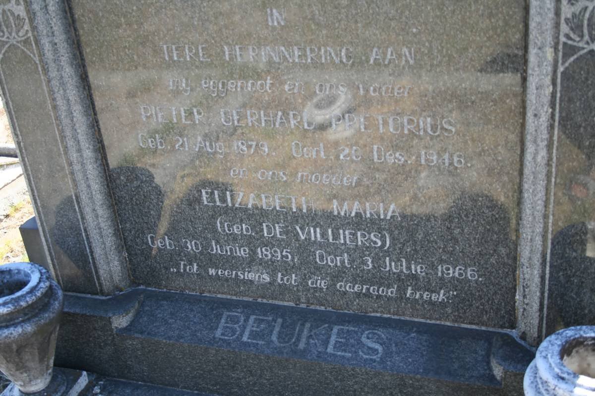 BEUKES Pieter Gerhard Pretorius 1879-1946 &amp; Elizabeth Maria DE VILLIERS 1895-1966