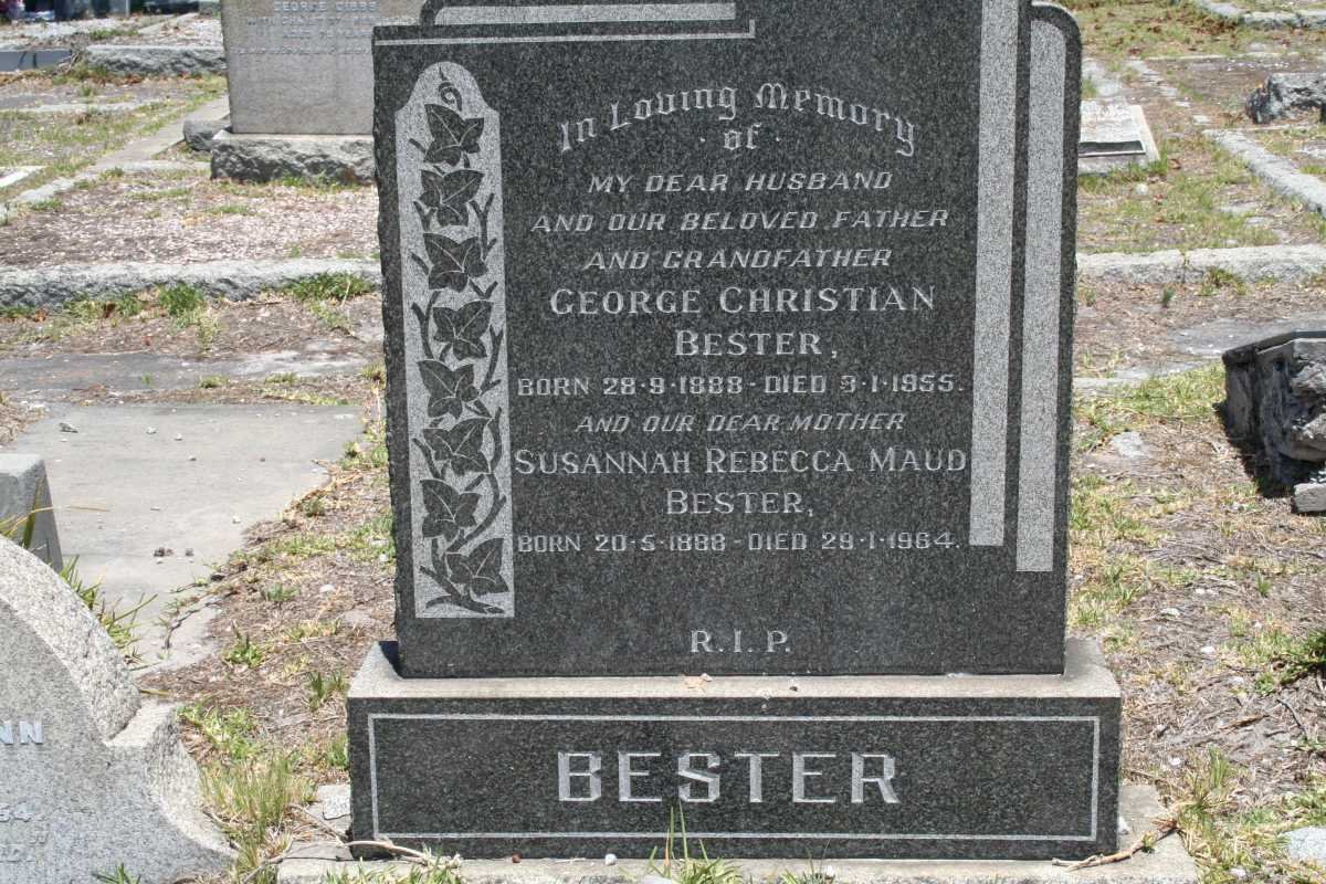BESTER George Christian 1888-1955 &amp; Susannah Rebecca Maud 1888-1964