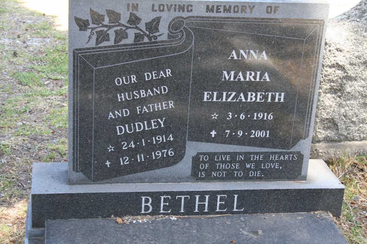 BETHEL Dudley 1914-1976 &amp; Anna Maria Elizabeth 1916-2001