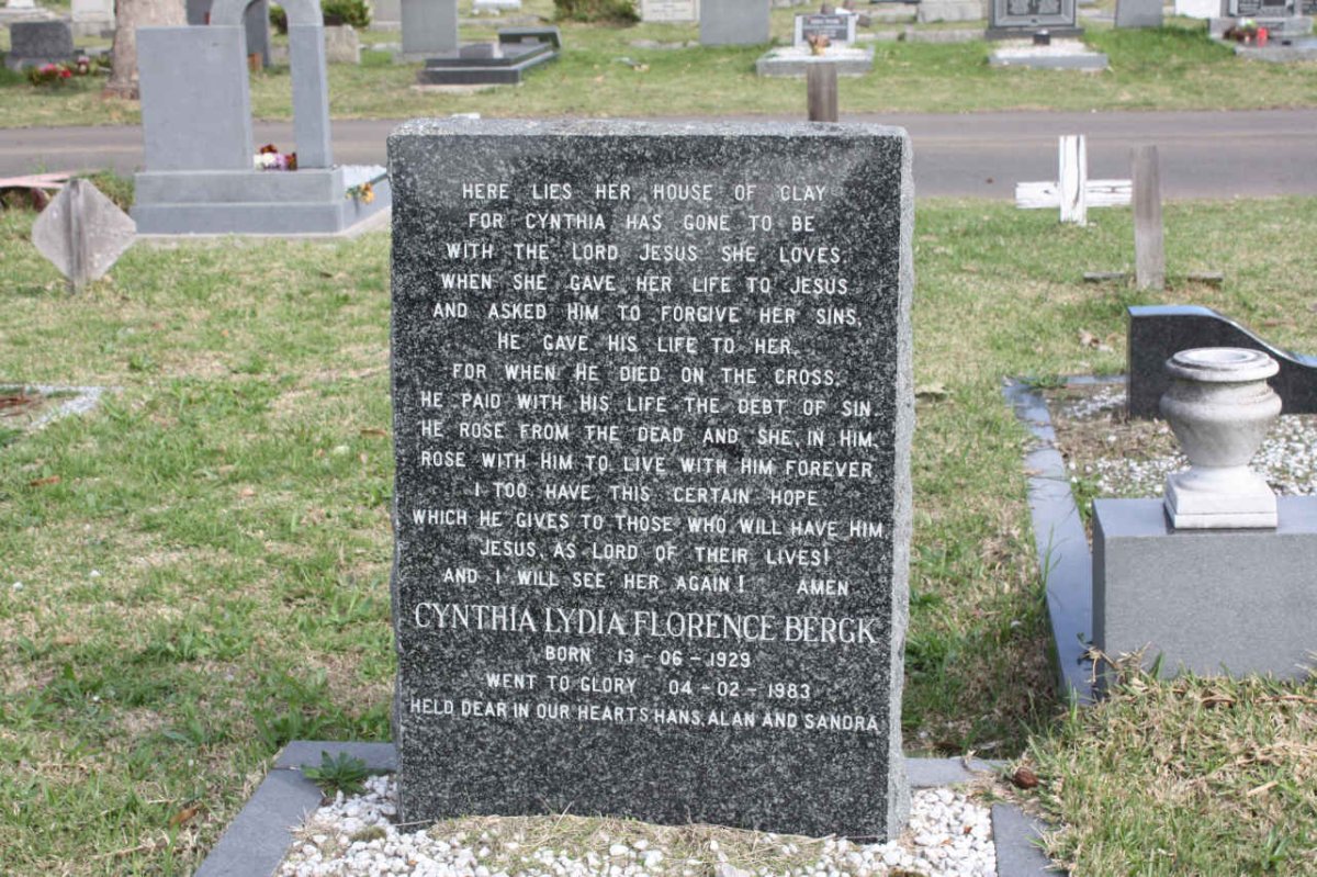 BERGK Cynthia Lydia Florence 1929-1983