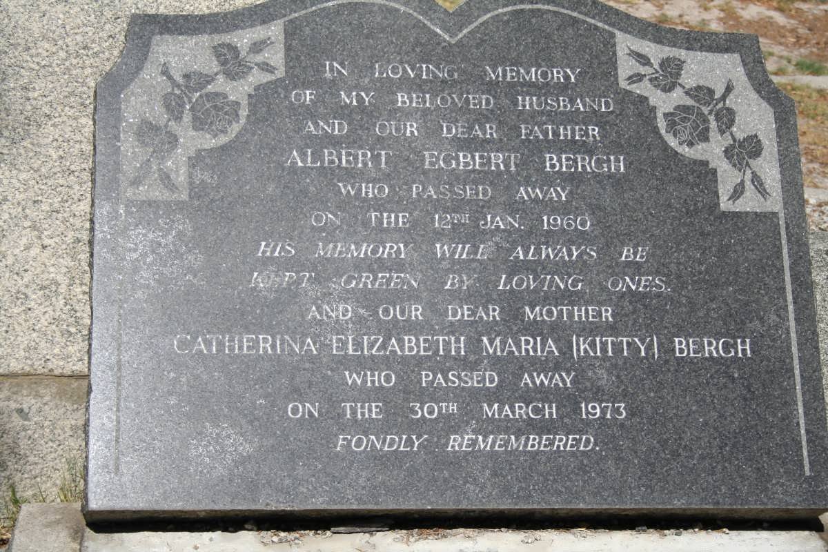 BERGH Albert Egbert -1960 &amp; Catherina Elizabeth Maria -1973