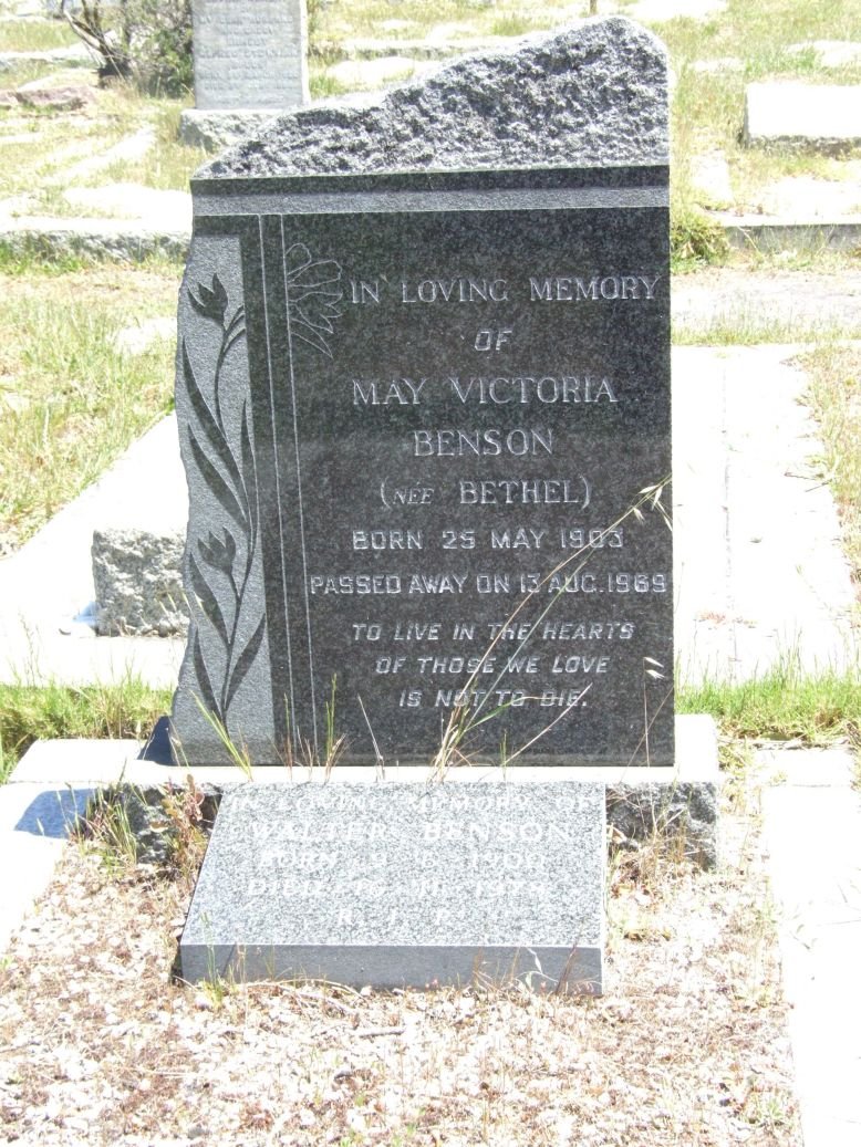 BENSON May Victoria nee BETHEL 1903-1969 :: BENSON Walter 1900-1978