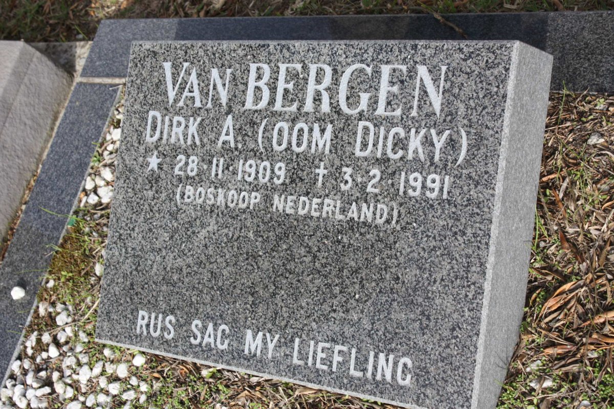 BERGEN Dirk A., van 1909-1991