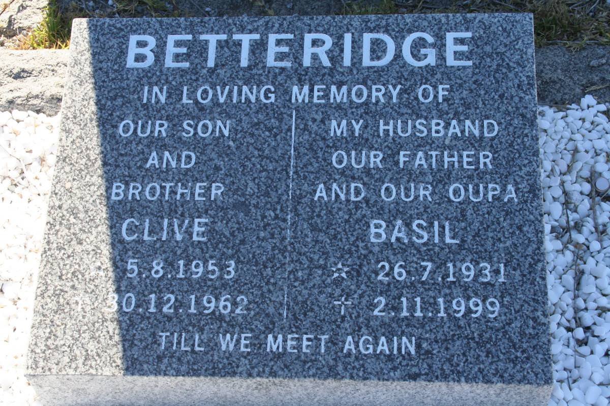 BETTERIDGE Basil 1931-1999 :: BETTERIDGE Clive 1953-1962