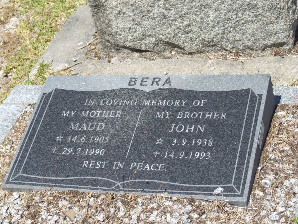 BERA Maud 1905-1990 :: BERA John 1938-1993