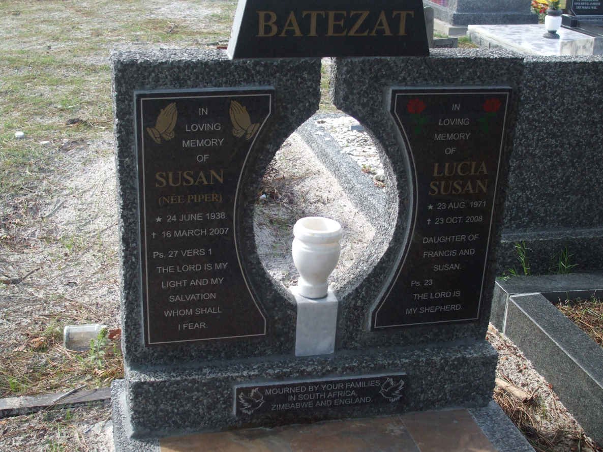 BATEZAT Susan nee PIPER 1938-2007 :: BATEZAT Lucia Susan 1971-2008