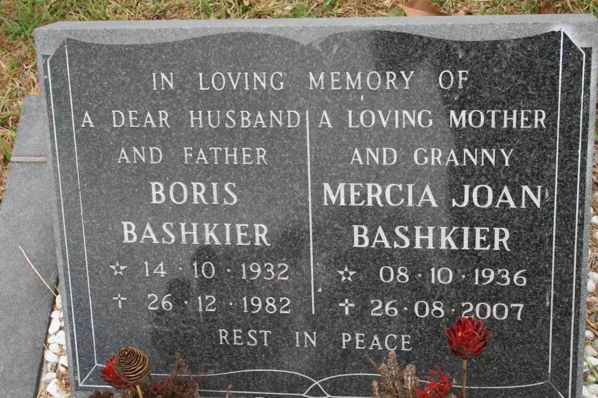 BASHKIER Boris 1932-1982 &amp; Mercia Joan 1936-2007