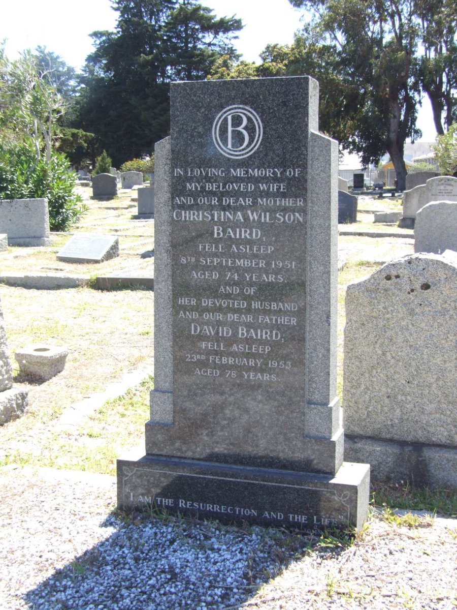 BAIRD David -1953 &amp; Christina Wilson -1951