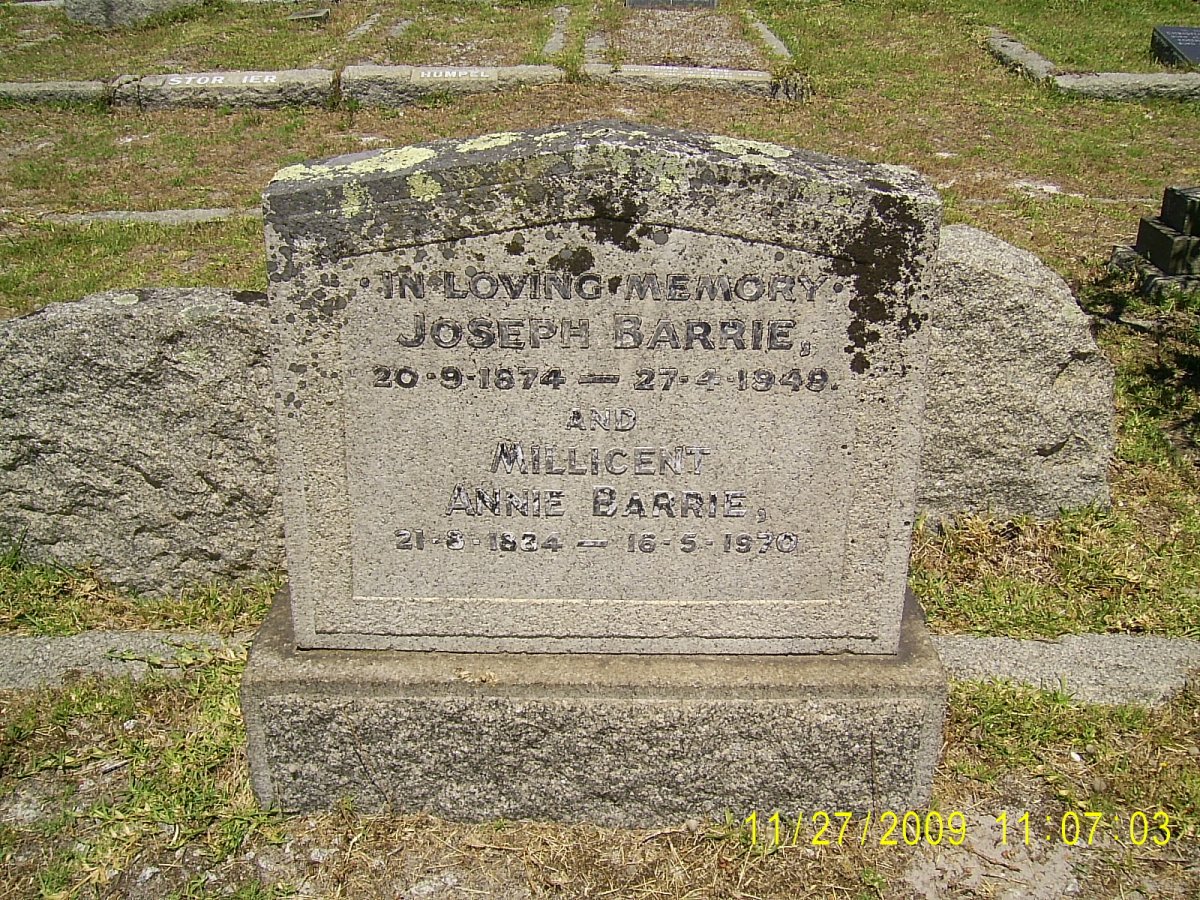 BARRIE Joseph 1874-1948 &amp; Millicent Annie 1884-1970