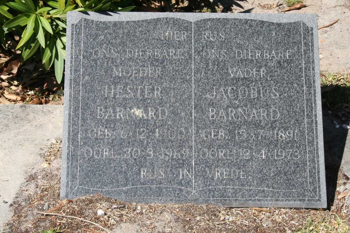 BARNARD Jacobus 1890-1973 &amp; Hester 1900-1969