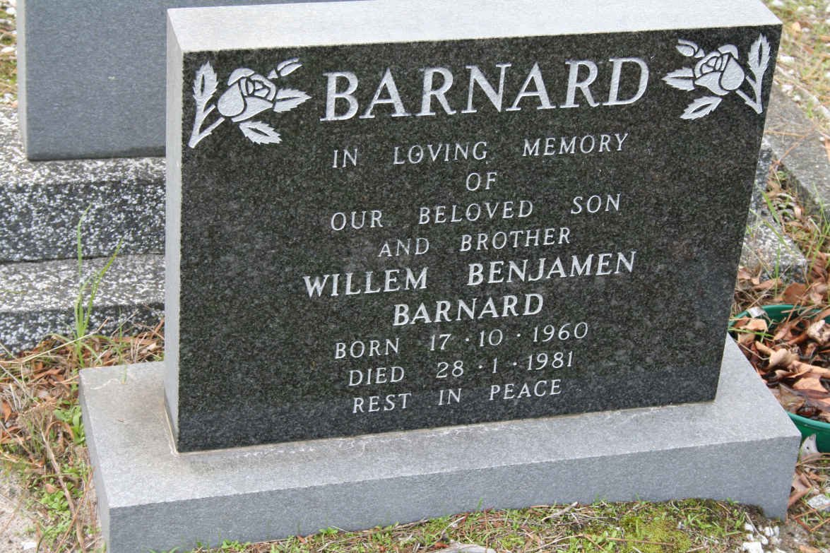 BARNARD Willem Benjamen 1960-1981