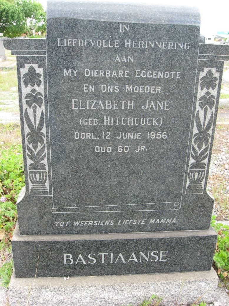 BASTIAANSE Elizabeth Jane nee HITCHCOCK -1956