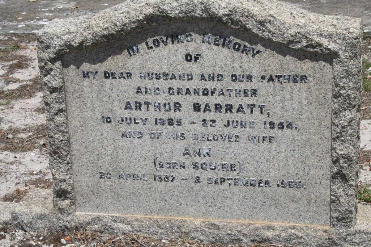 BARRATT Arthur 1885-1954 &amp; Ann SQUIRE 1887-1965