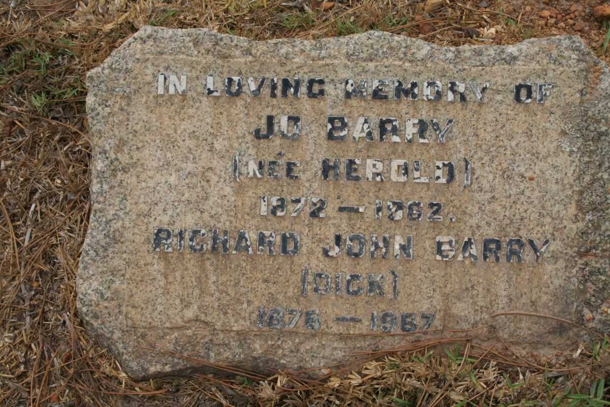 BARRY Richard John 1876-1967 &amp; Jo HEROLD 1872-1962