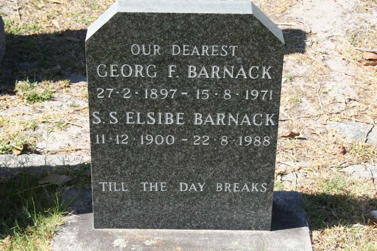 BARNACK Georg F. 1897-1971 &amp; S.S. Elsibe 1900-1988