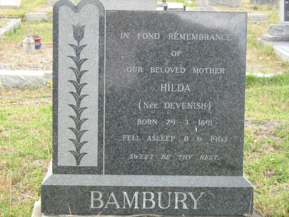BAMBURY Hilda nee DEVENISH 1891-1963