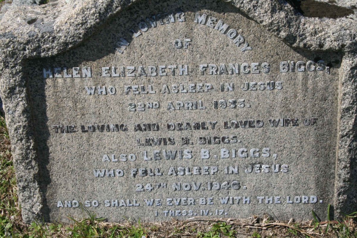 BIGGS Lewis B. -1946 &amp; Helen Elizabeth Frances -1935