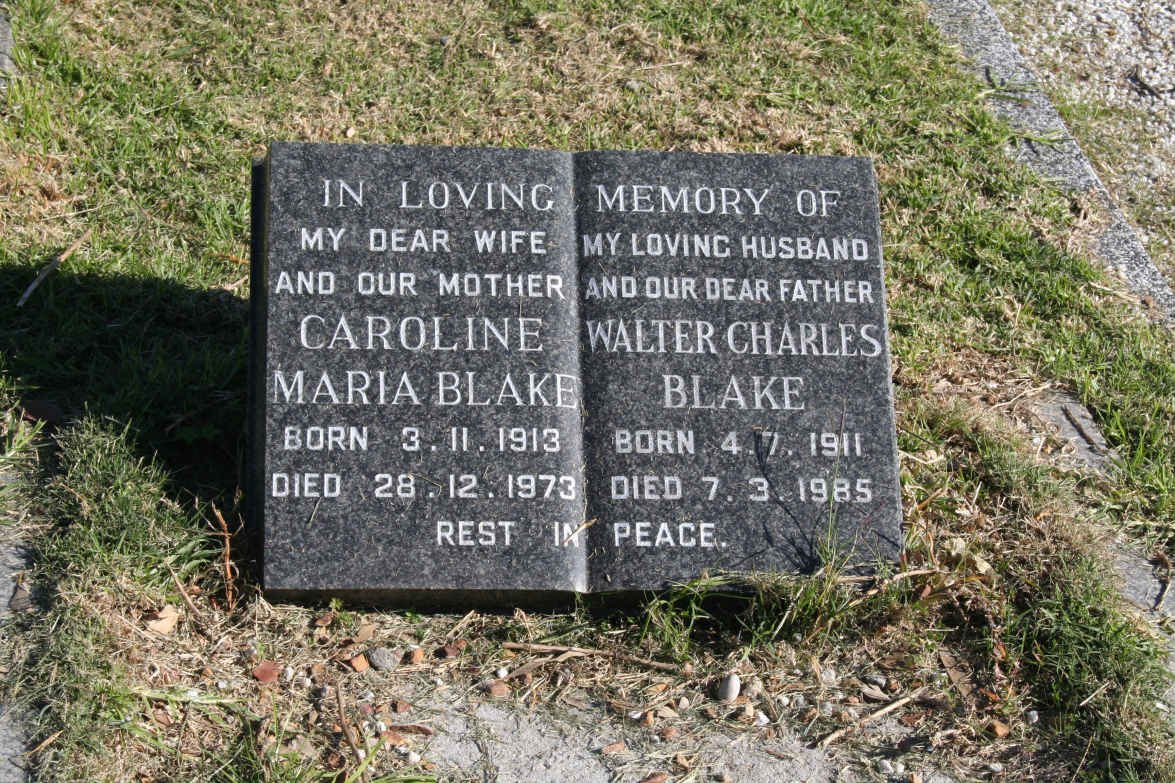 BLAKE Walter Charles 1911-1985 &amp; Caroline Maria 1913-1973