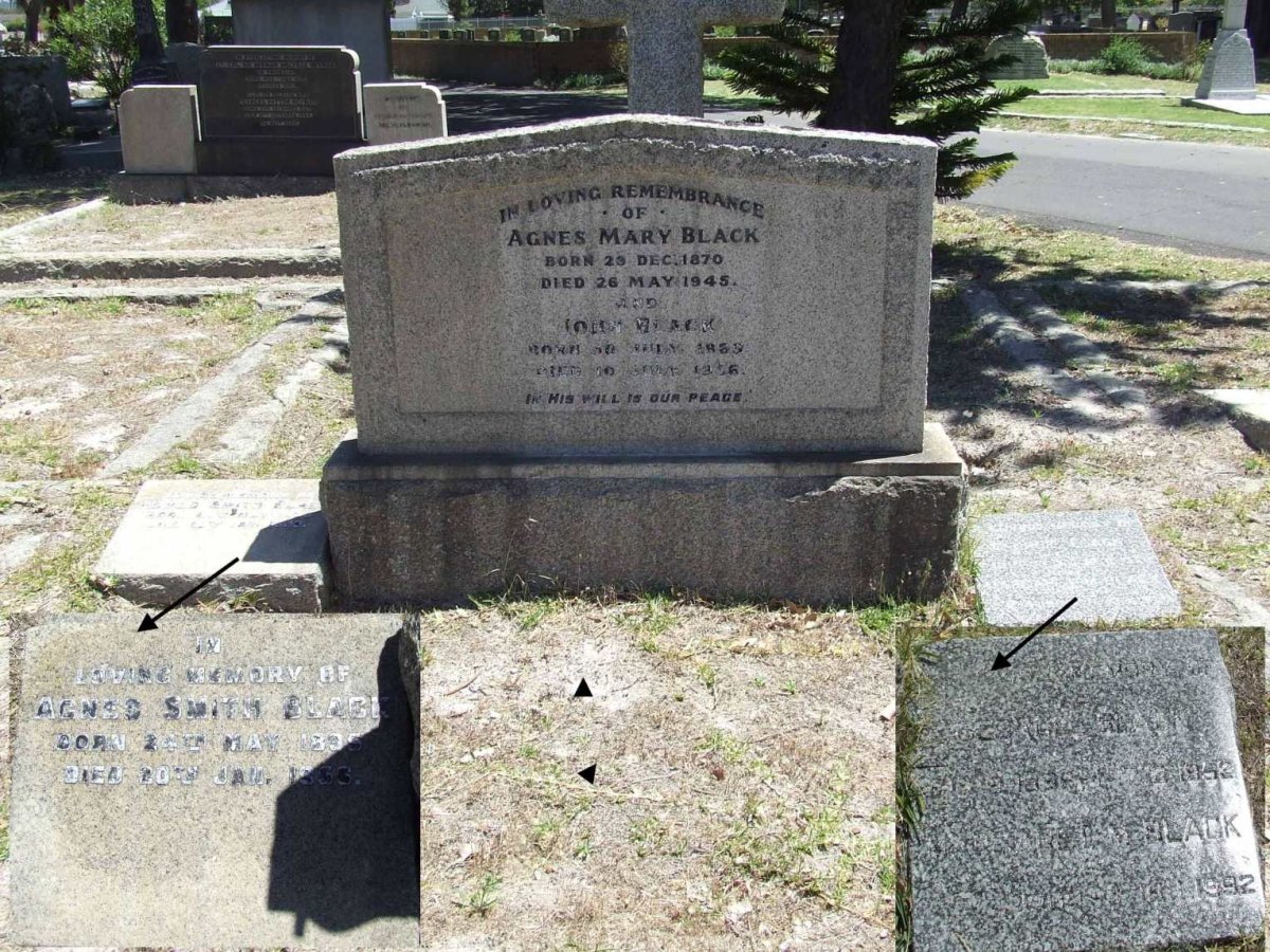 BLACK John 1869-19?6 &amp; Agnes Mary 1870-1945 :: BLACK Agnes Smith 1895-1956 :: BLACK ? 1952-1992