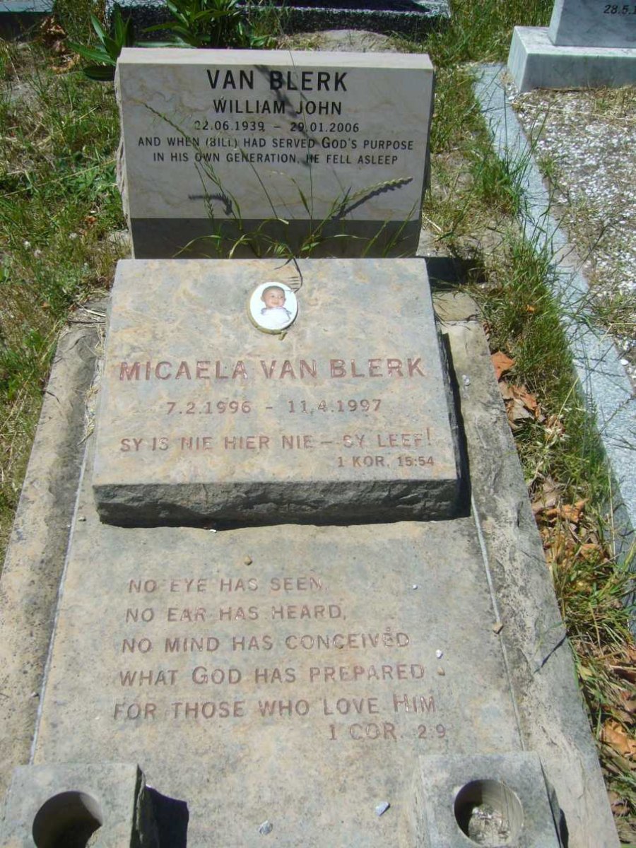 BLERK William John, van 1939-2006 :: VAN BLERK Micaela 1996-1997