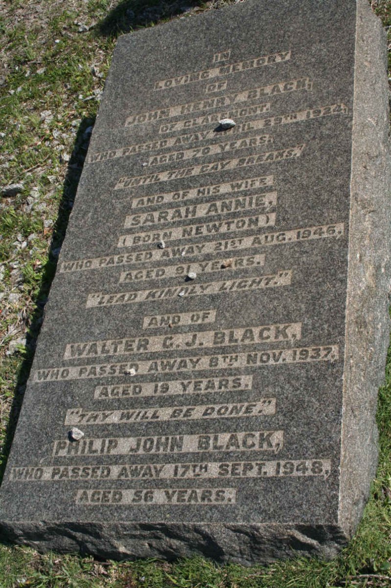 BLACK John Henry -1924 &amp; Sarah Annie NEWTON -1946 :: BLACK Philip John -1948 :: BLACK Walter G.J. -1937