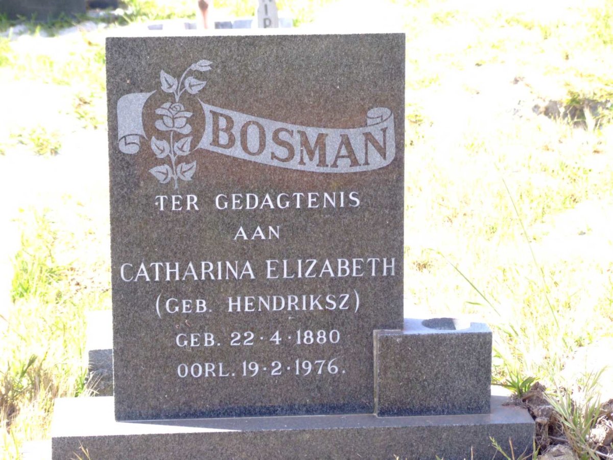 BOSMAN Catharina Elizabeth nee HENDRIKSZ 1880-1976