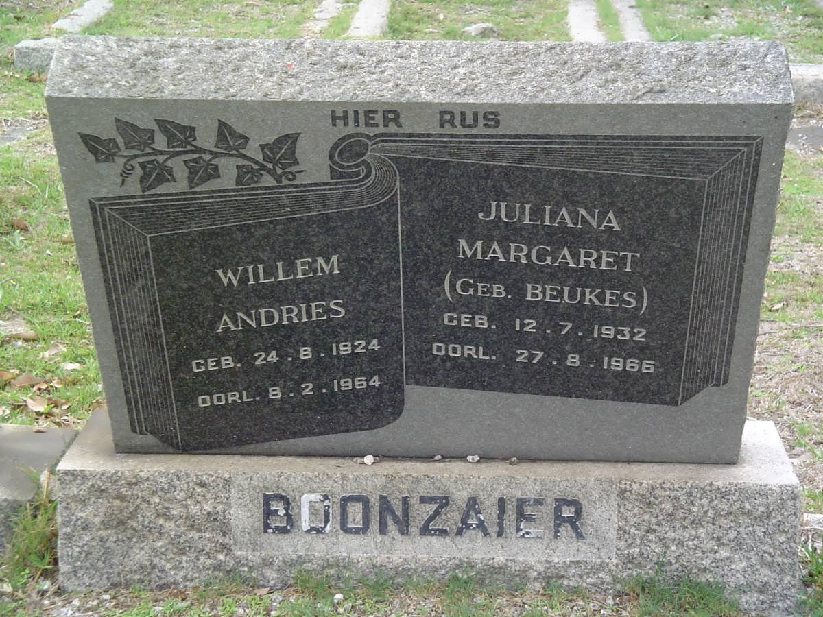 BOONZAIER Willem Andries 1924-1964 &amp; Juliana Margaret BEUKES 1932-1966