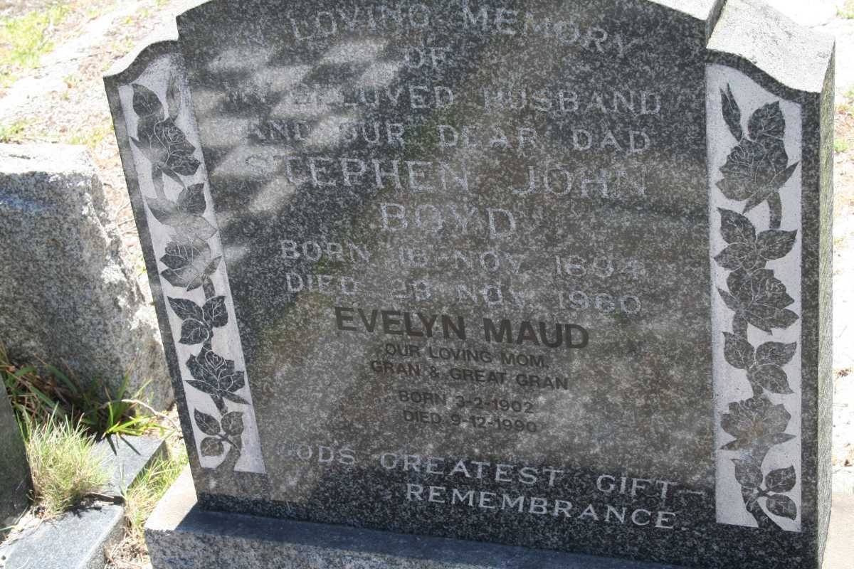BOYD Stephen John 1894-1960 &amp; Evelyn Maud 1902-1990