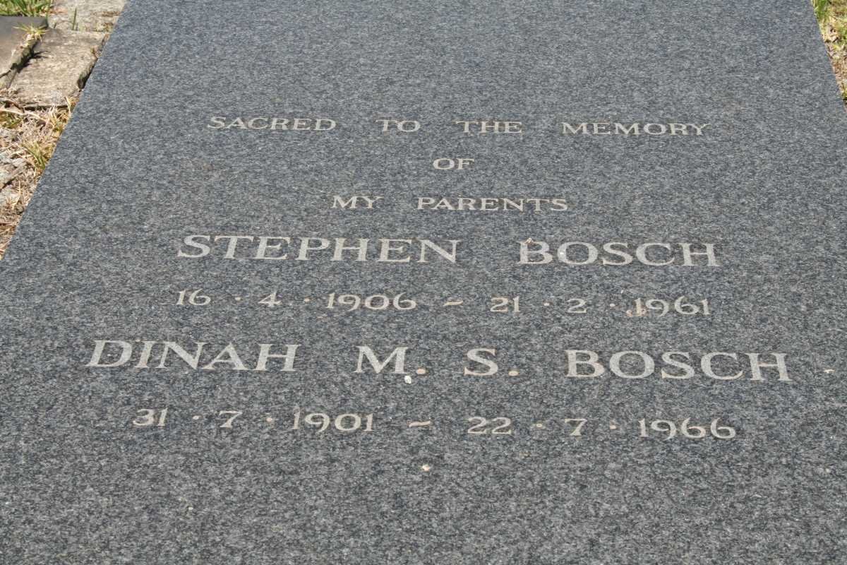 BOSCH Stephen 1906-1961 &amp; Dinah M.S. 1901-1966