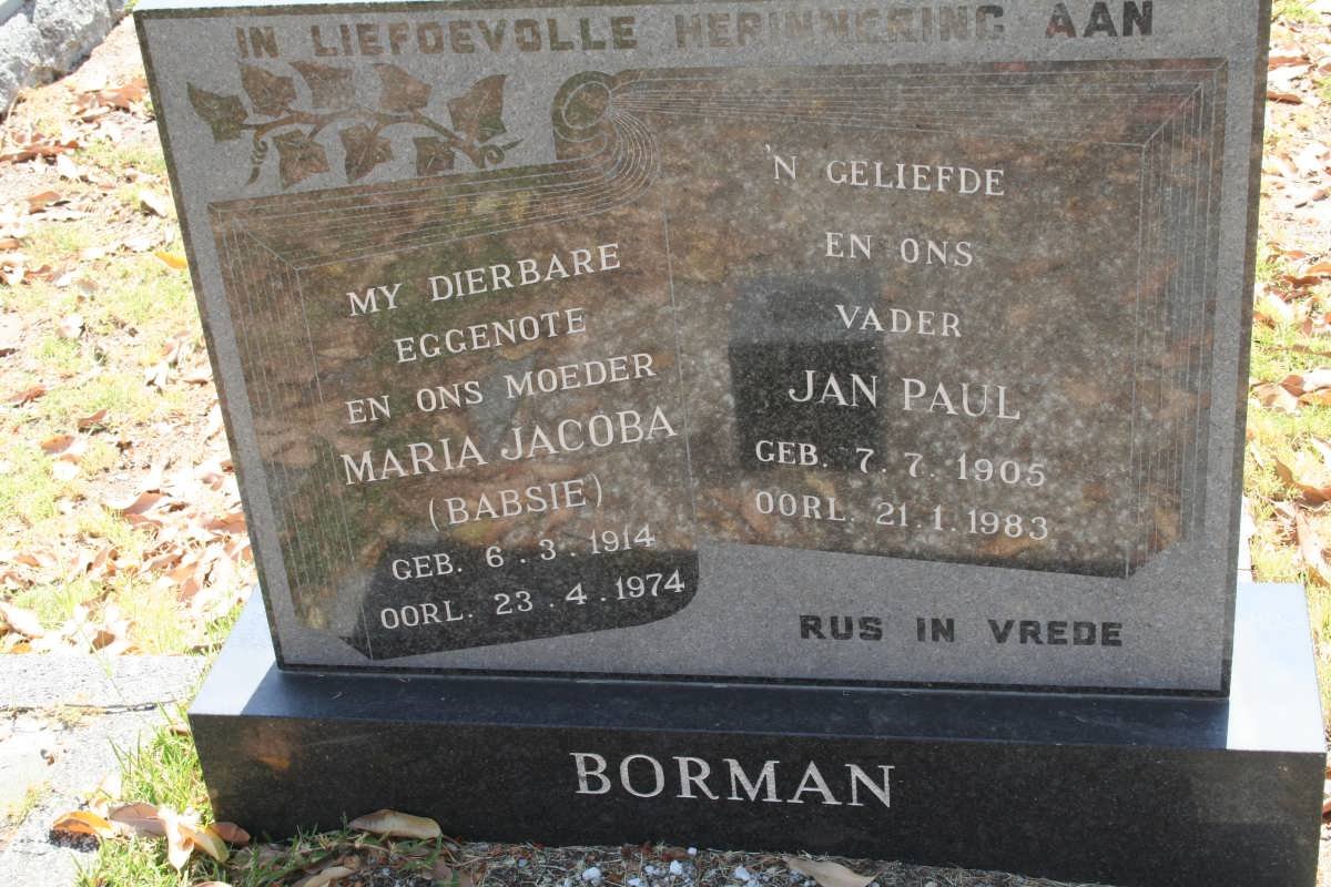 BORMAN Jan Paul 1905-1983 &amp; Maria Jacoba 1914-1974