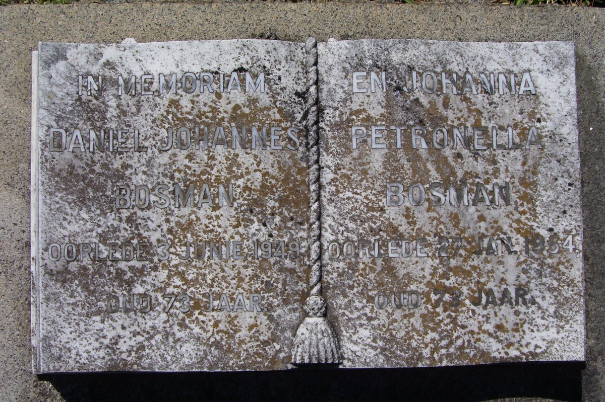 BOSMAN Daniel Johannes -1949 &amp; Johanna Petronella -1954