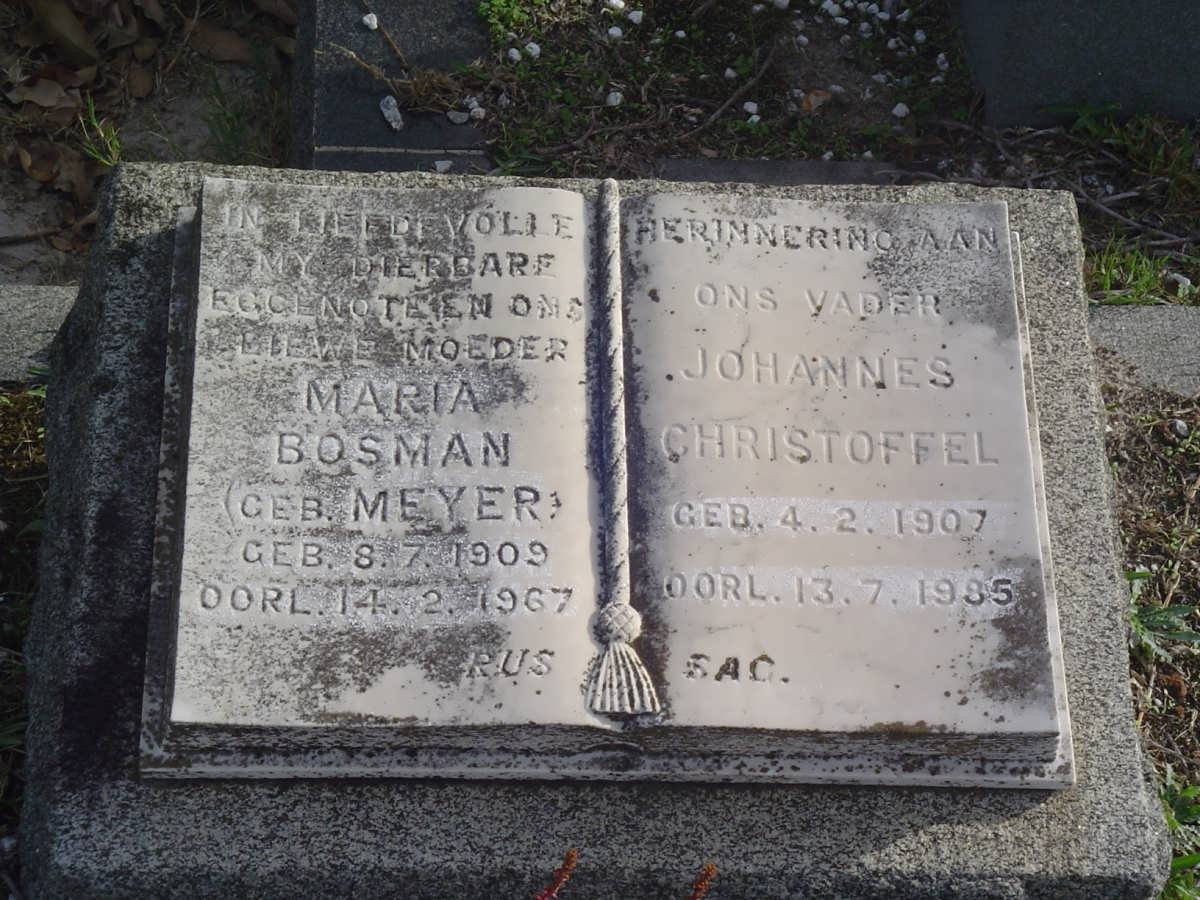 BOSMAN Johannes Christoffel 1907-1985 &amp; Maria MEYER 1909-1967