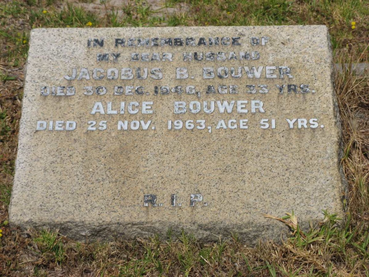 BOUWER Jacobus B. -1946 &amp; Alice -1963