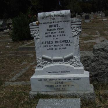 BOSWELL Alfred -1955 &amp; Irene -1948 :: BOSWELL Sidney 1919-1987 &amp; Leah -1974