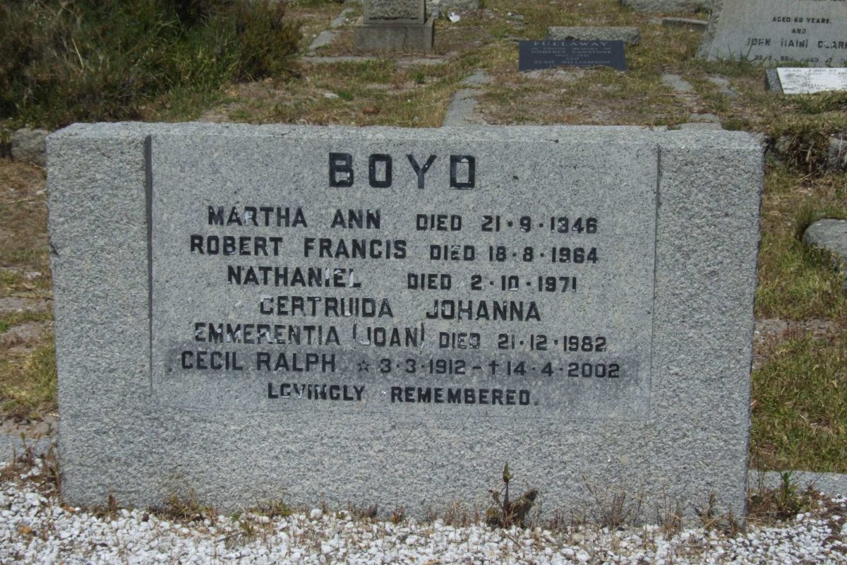 BOYD Cecil Ralph 1912-2002 :: BOYD Martha Ann -1946 :: BOYD Robert Francis -1964 :: BOYD Nathaniel -1971