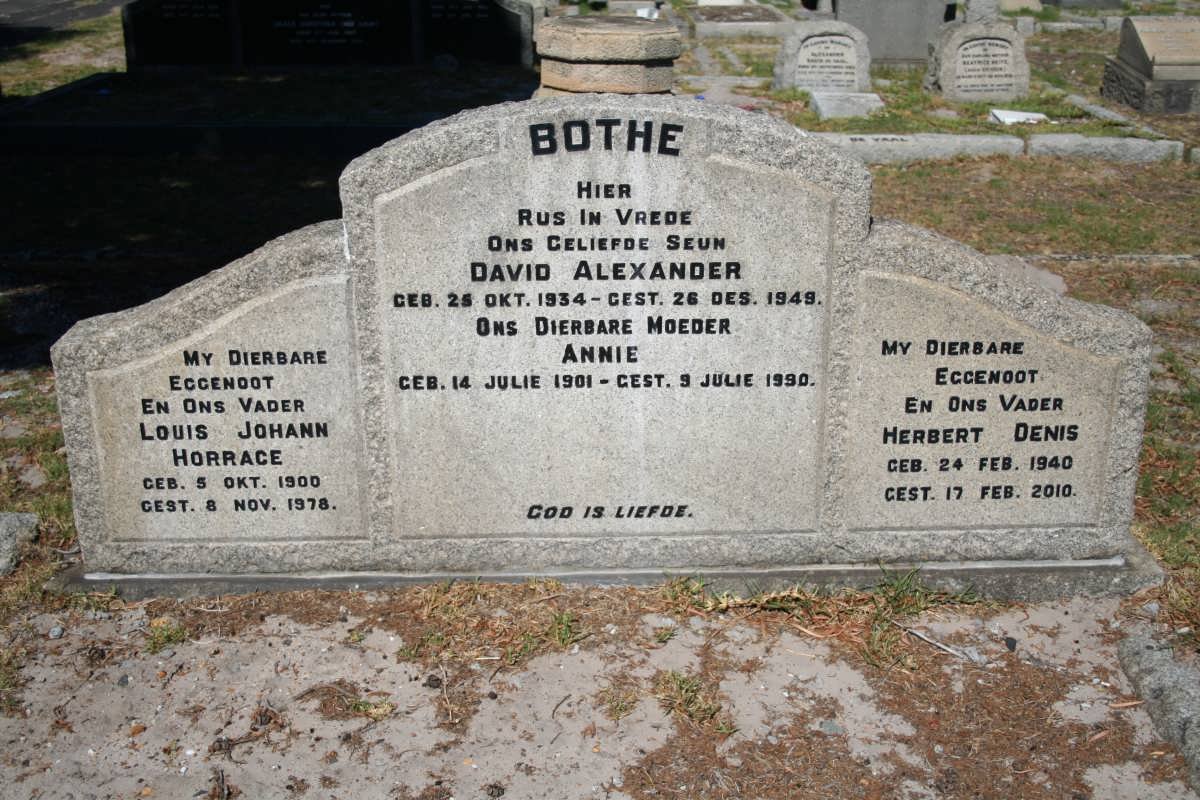 BOTHE Louis Johann Horrace 1900-1978 &amp; Annie 1901-1990 :: BOTHE David Alexander 1934-1949 :: BOTHE Herbert Denis 1940-2010