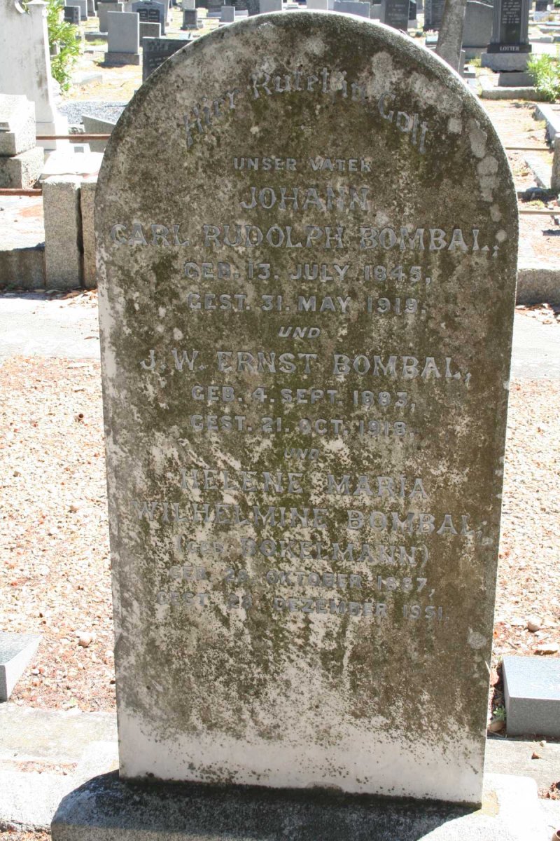 BOMBAI Johann Carl Rudolph 1845-1919 :: BOMBAI J.W. Ernst 1883-1918 &amp; Helene Maria Wilhelmine BOKELMANN 1887-1951