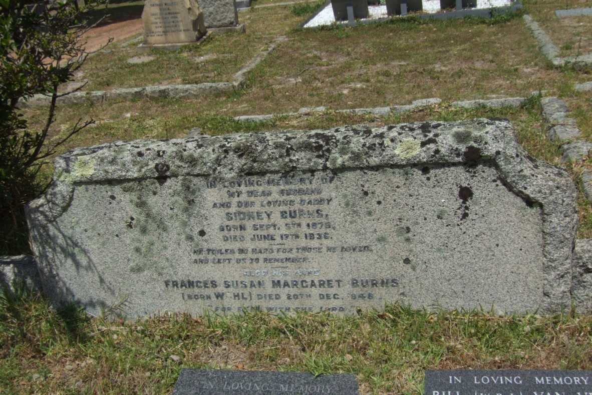 BURNS Sidney 1878-1936 &amp; Frances Susan Margaret WAHL -1948