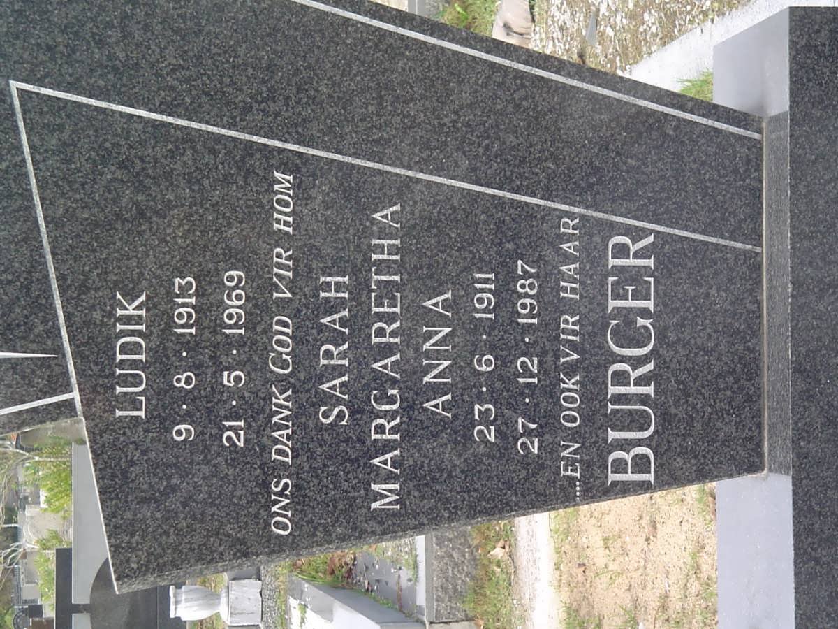 BURGER Ludik 1913-1969 &amp; Sarah Margaretha Anna 1911-1987