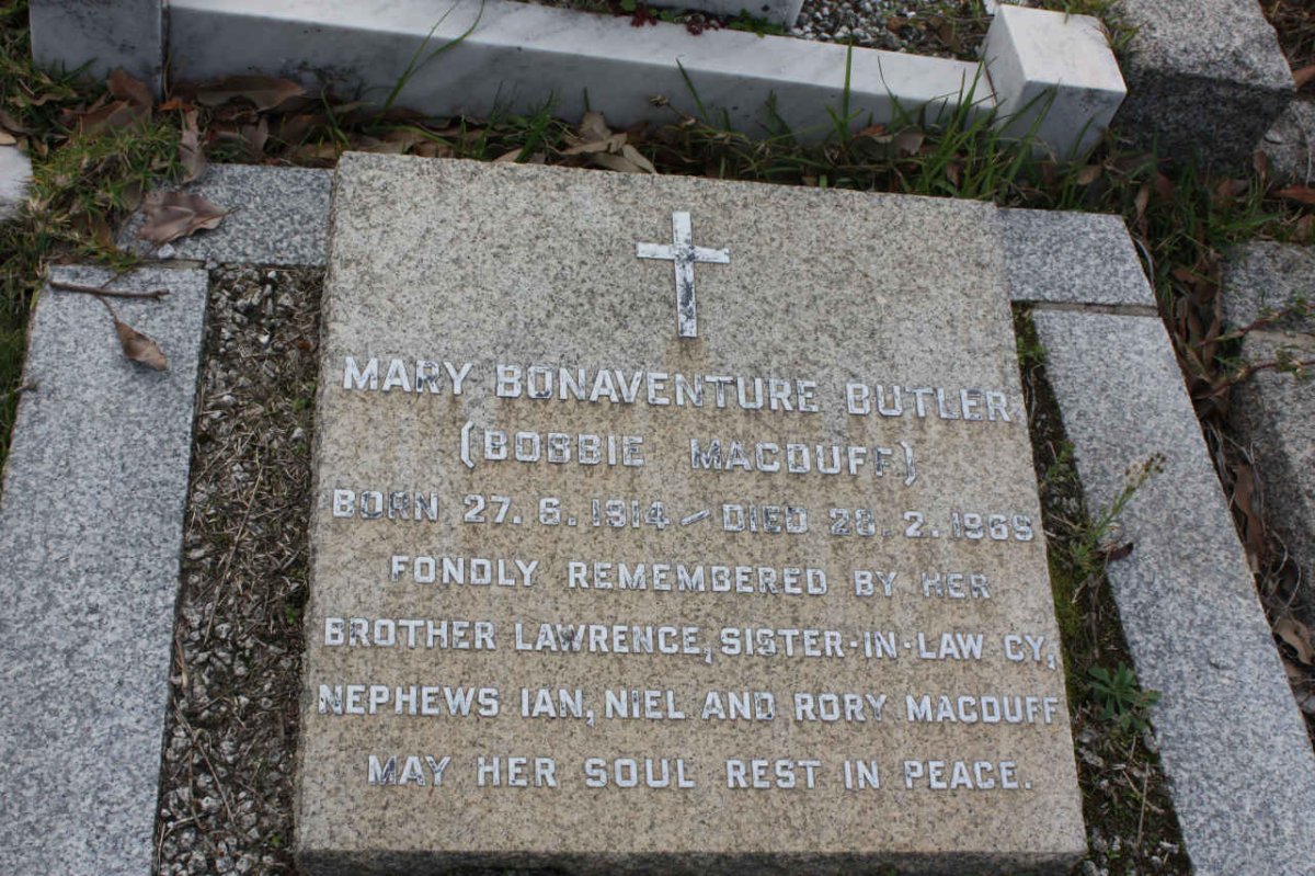 BUTLER Mary Bonaventure nee McDUFF 1914-1965